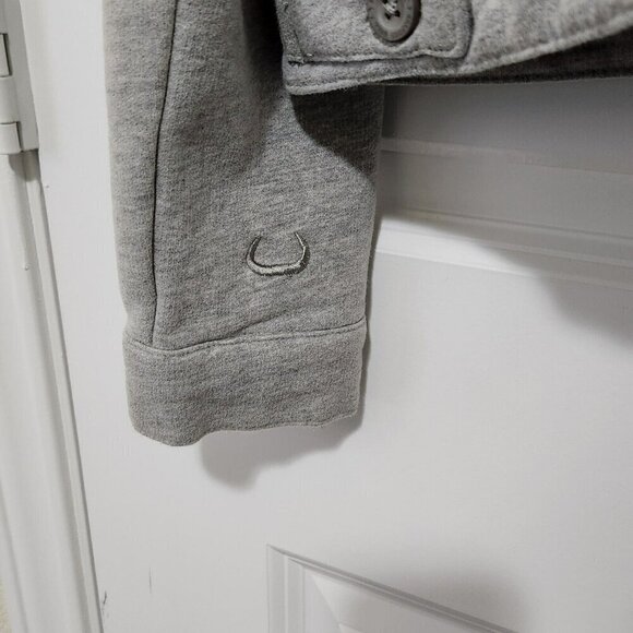 Branded Bull Women's L Gray Fleece Button Up Collared Trucker Jacket Soft Cozy - Picture 6 of 9